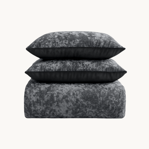 Parure housse de couette - Velours Chenille Anthracite Volcanique