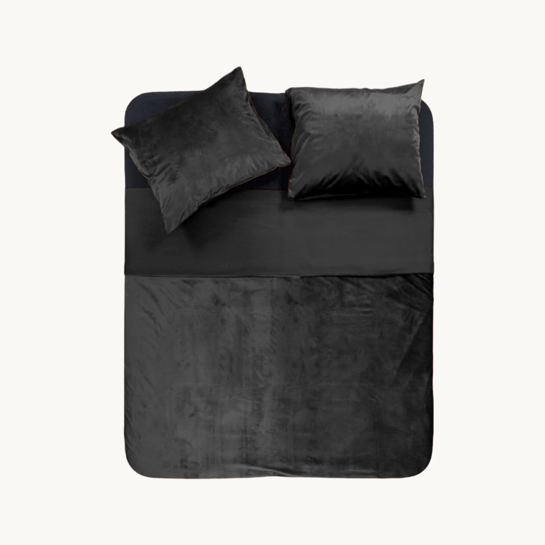 Parure housse de couette - Velours/Velours Noir Obsidienne