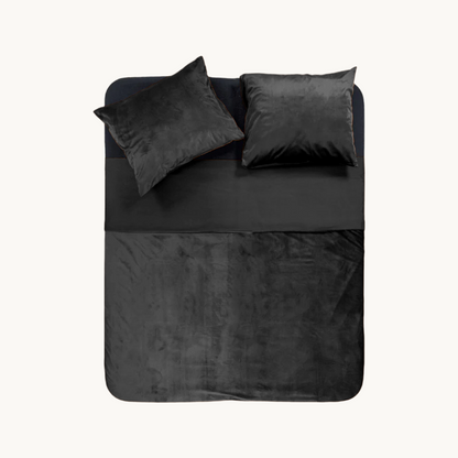 Parure housse de couette - Velours/Velours Noir Obsidienne