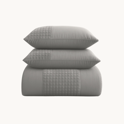 Parure housse de couette Velours/Bordure Velours Gris Sable