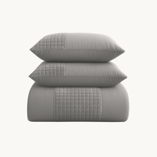 Dekbedovertrek set Velvet Border Grey Sand
