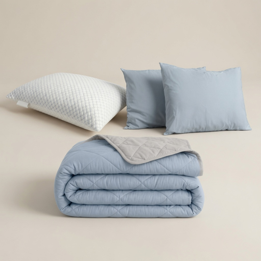 Cooling Comfort Bundel | 1 zomerdekbed + 2 slopen + 1 Cooling Hoofdkussens | Light Blue