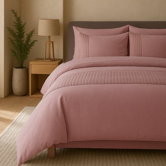 Parure housse de couette Velours/Bordure Velours Chai Latte Rose