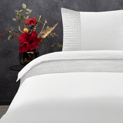 Parure housse de couette Velours/Bordure Velours Blanc