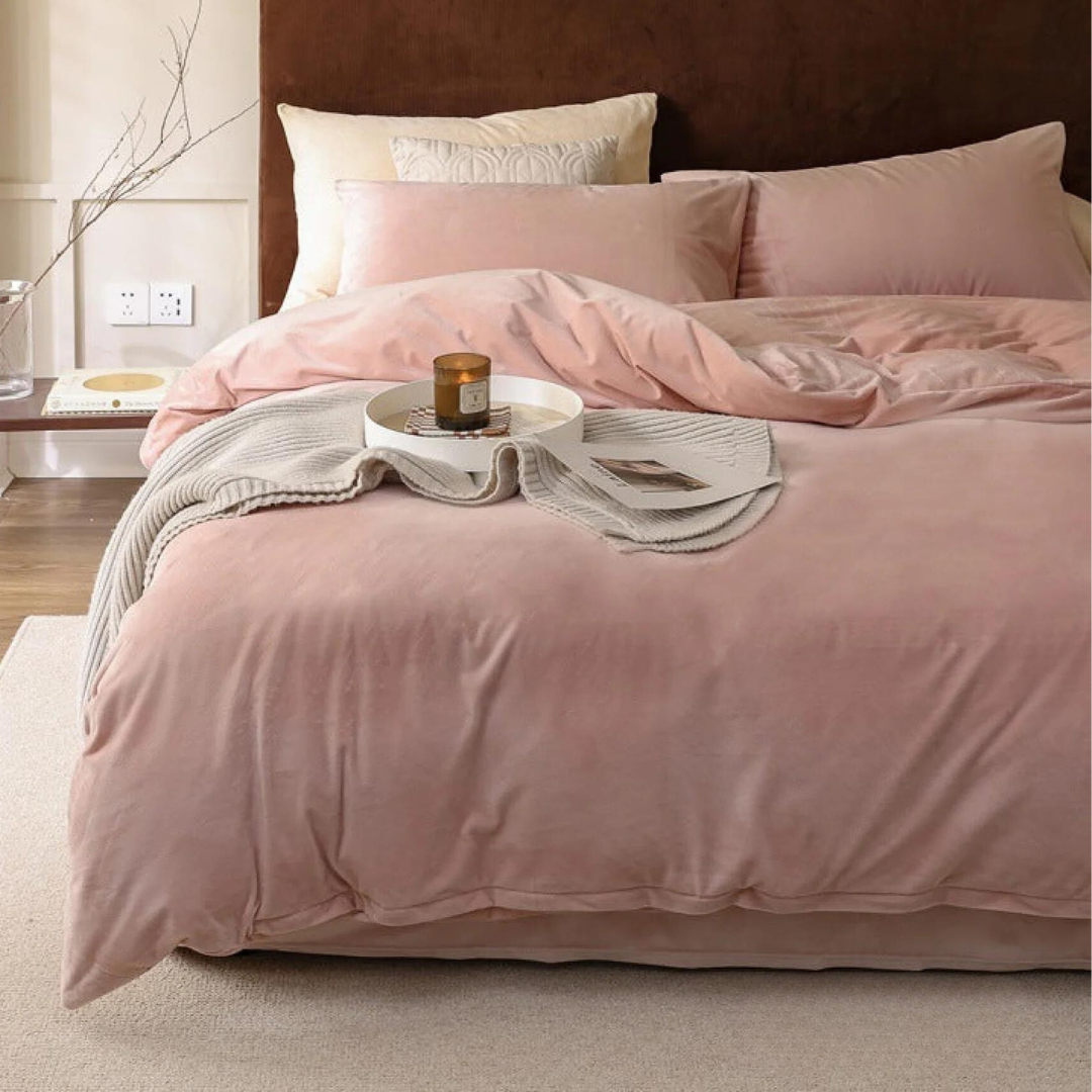 Parure housse de couette - Velours/Velours Rose Rose