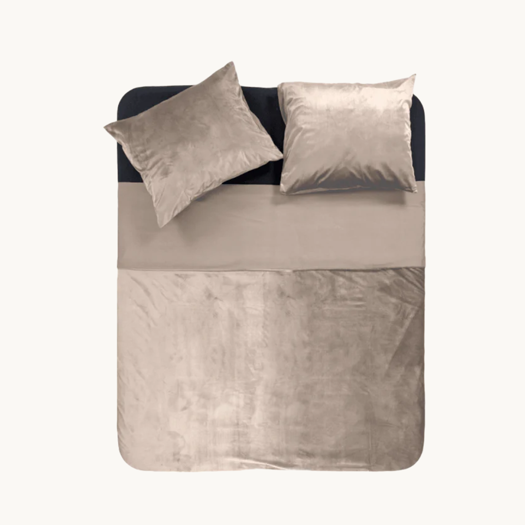 Parure housse de couette Velours/Velours Taupe Gris