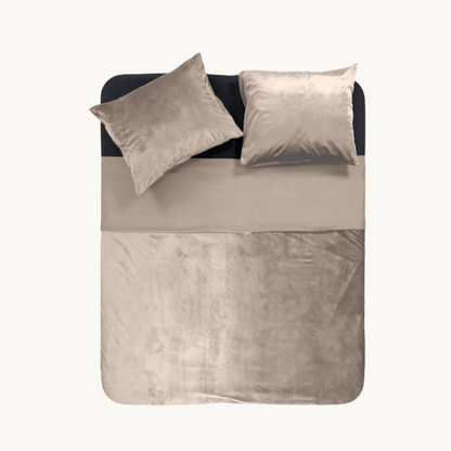 Parure housse de couette Velours/Velours Taupe Gris