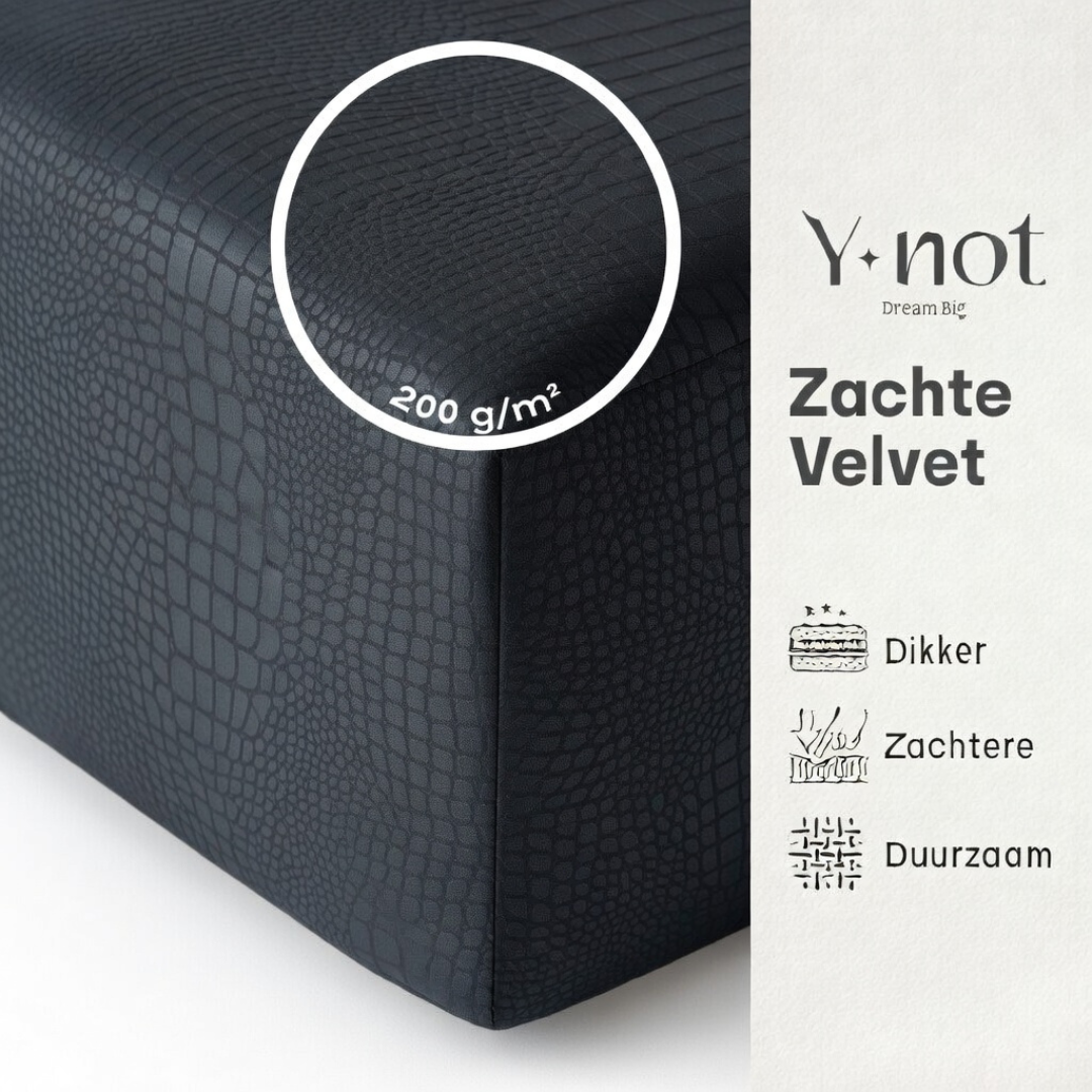 Matras Hoeslaken Velvet  Snake Skin - Jet Black