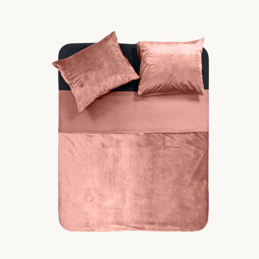 Ensemble housse de couette Velours / Velours Bois de Rose