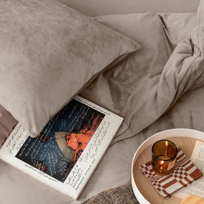 Parure housse de couette Velours/Velours Taupe Gris