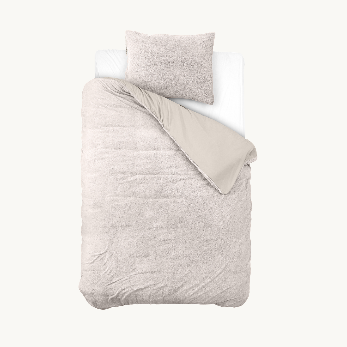 Ensemble housse de couette Teddy Café Glacé Taupe