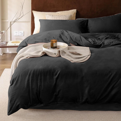 Parure housse de couette - Velours/Velours Noir Obsidienne