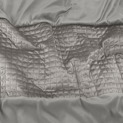 Parure housse de couette Velours/Bordure Velours Gris Sable