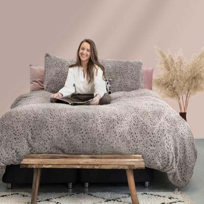 Housse de couette Teddy Fluffy Tigre Taupe