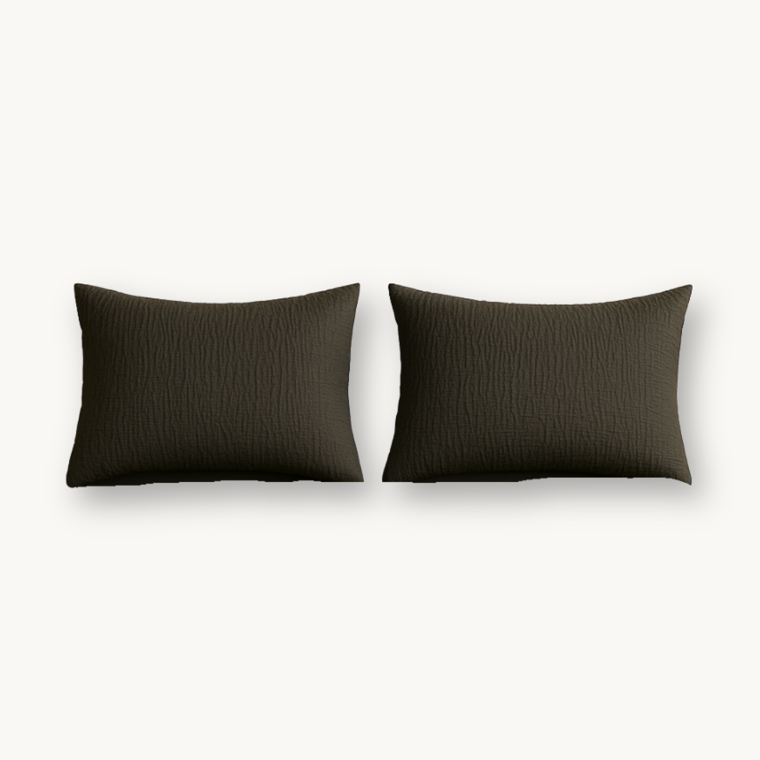 Kussenslopen Micro Mousseline Choclate Brown 60x70cm 2-Pack