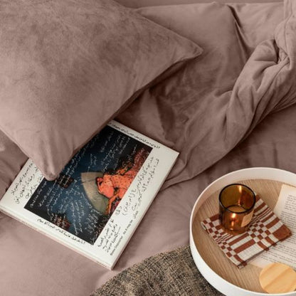 Ensemble housse de couette Velours / Velours Marron Café