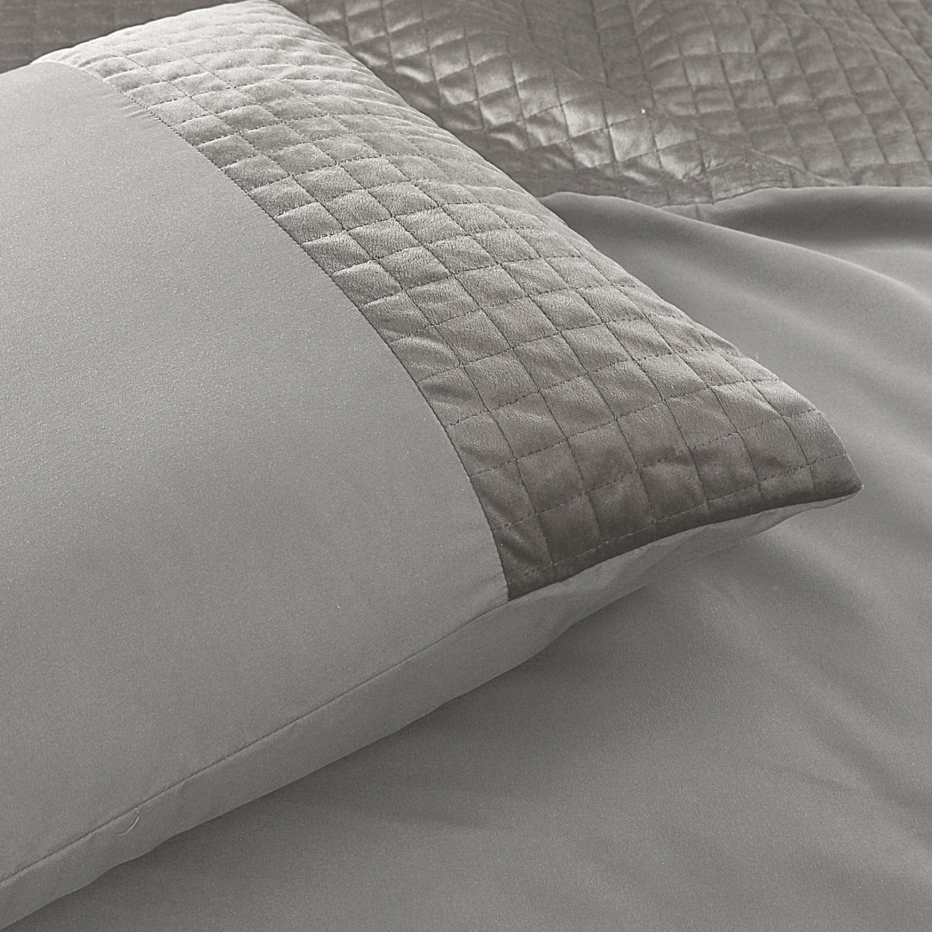 Parure housse de couette Velours/Bordure Velours Gris Sable