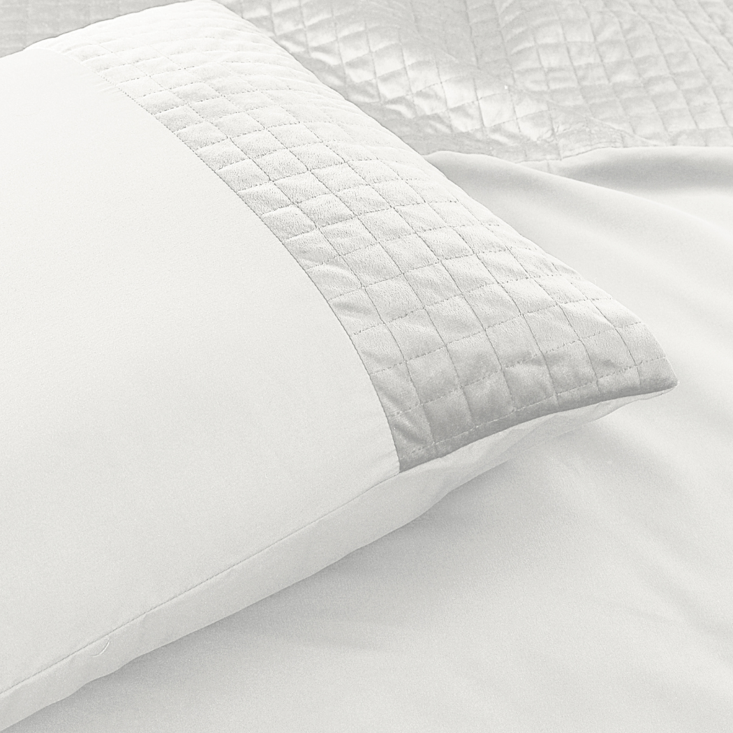 Parure housse de couette Velours/Bordure Velours Blanc