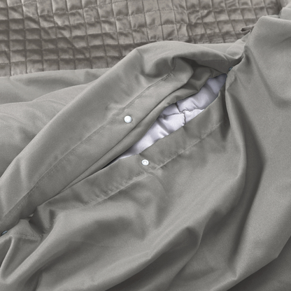 Parure housse de couette Velours/Bordure Velours Gris Sable