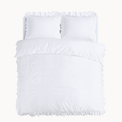 Dekbedovertrek Mat Satijn™ Ruffle/ Ruche Wit