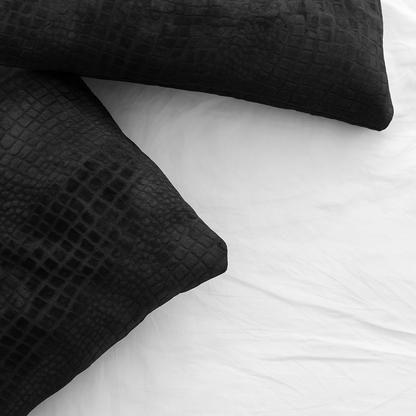 Kussenslopen Velvet Snake Skin Jet Black 60x70 cm 2-pack