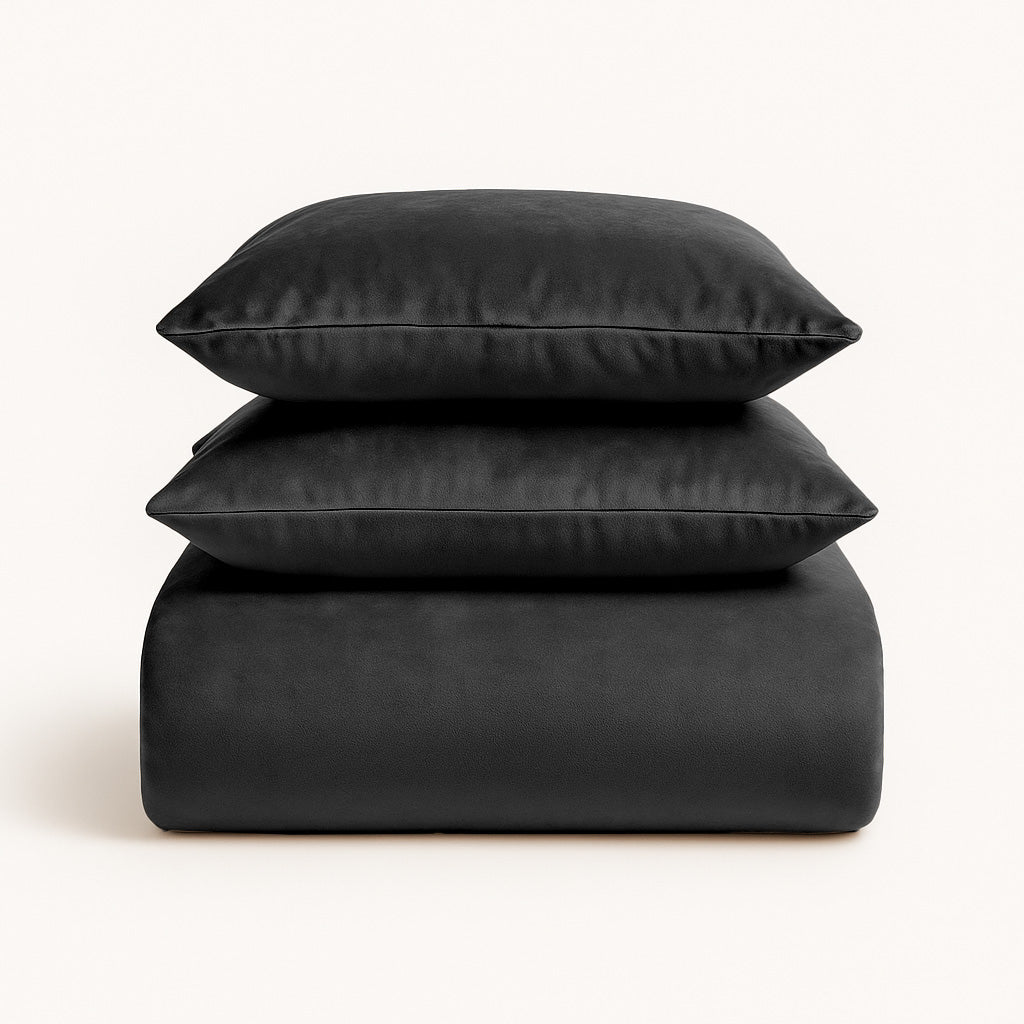 Parure housse de couette - Velours/Velours Noir Obsidienne