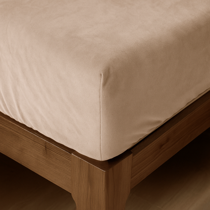Drap-housse pour matelas velours beige taupe