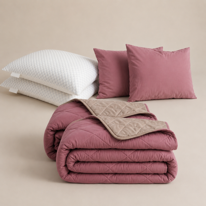 Cooling Comfort Bundel | 2 zomerdekbedden + 2 slopen + 2 Cooling Hoofdkussens | Old Pink 140x200