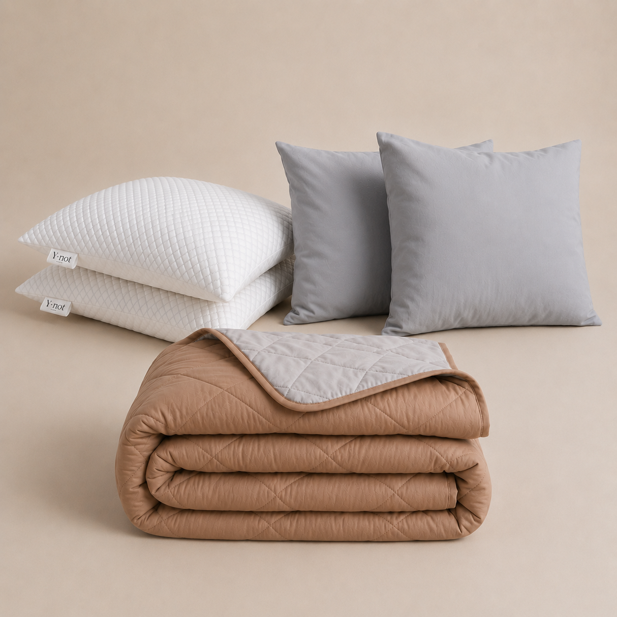 Cooling Comfort Bundel | 1 zomerdekbed + 2 slopen + 2 Cooling Hoofdkussens | Taupe 200x200