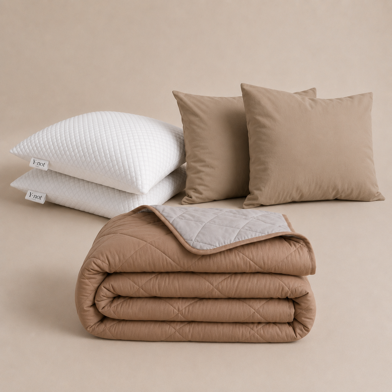 Cooling Comfort Bundel | 1 zomerdekbed + 2 slopen + 2 Cooling Hoofdkussens | Taupe