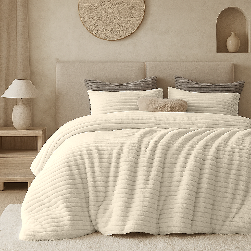 Housse de couette Teddy Rib Offwhite