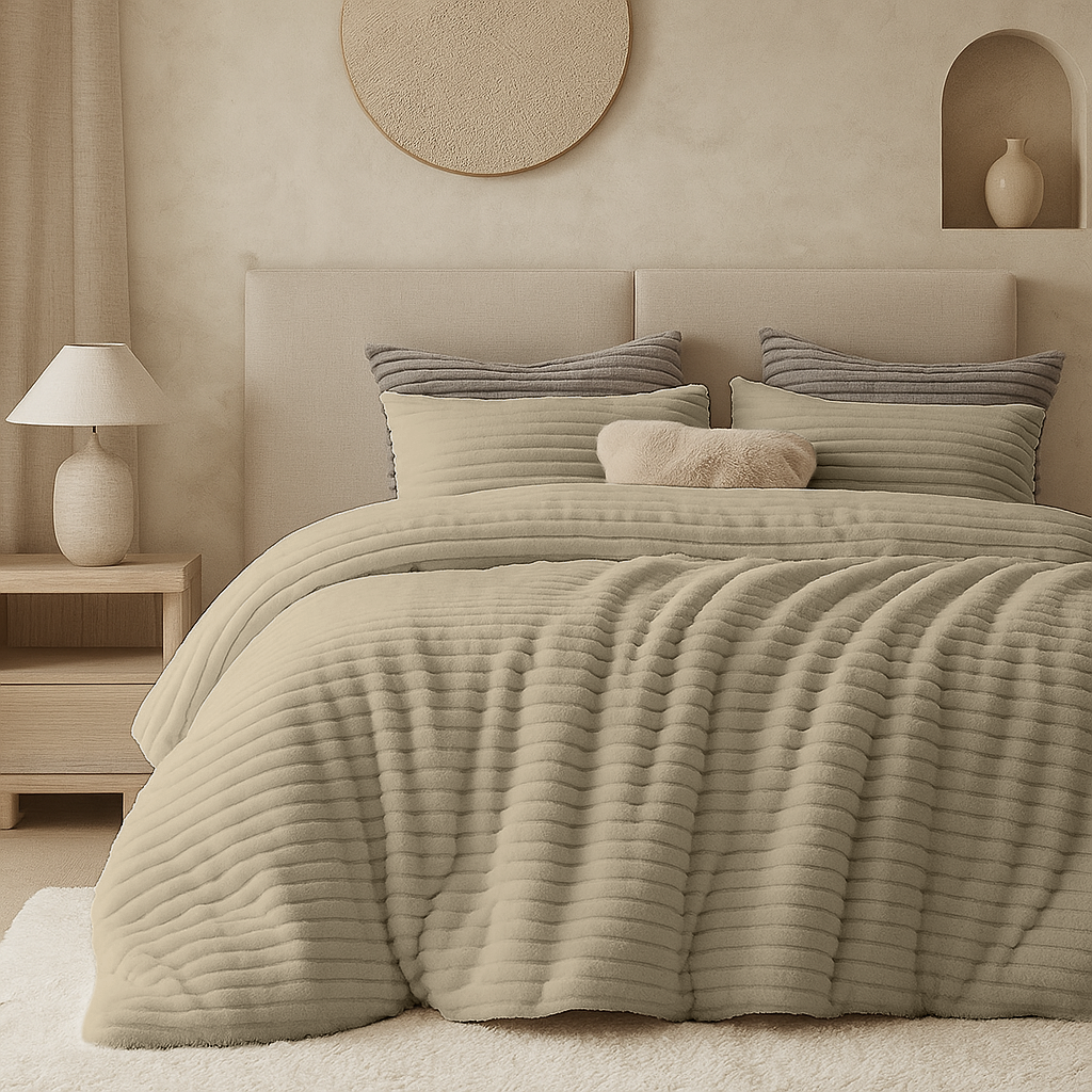 Housse de couette Teddy Rib Offwhite