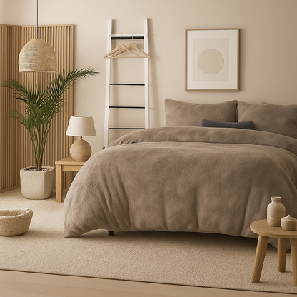 Housse de couette Teddy Polaire Café Glacé