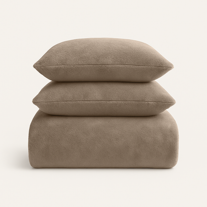 Housse de couette Teddy Polaire Café Glacé