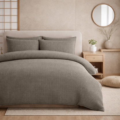 Dekbedovertrek set Waffle Taupe