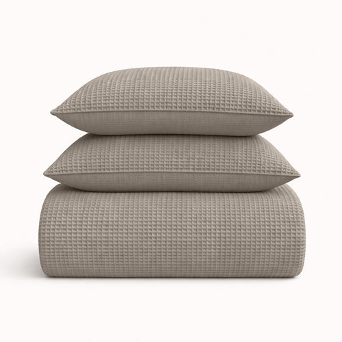 Dekbedovertrek set Waffle Taupe