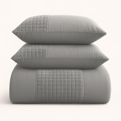 Parure housse de couette Velours/Bordure Velours Gris Sable