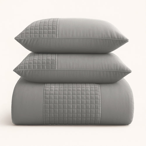 Parure housse de couette Velours/Bordure Velours Gris Sable