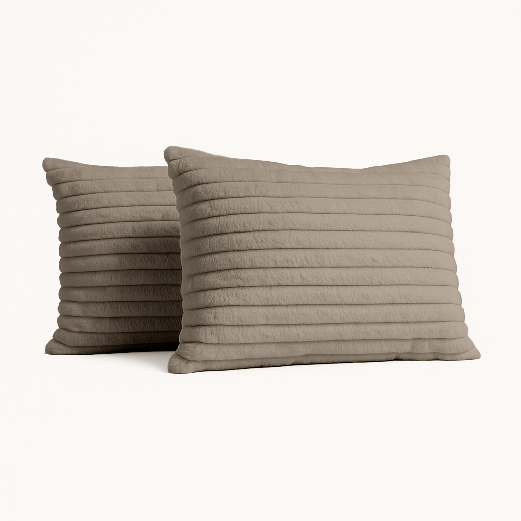 Kussenslopen Teddy Chunky Rib™ Iced Coffee Taupe 60x70cm 2-Pack