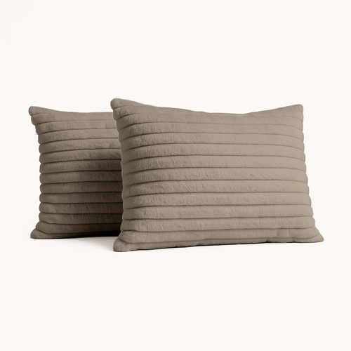 Kussenslopen Teddy Chunky Rib™ Iced Coffee Taupe 60x70cm 2-Pack