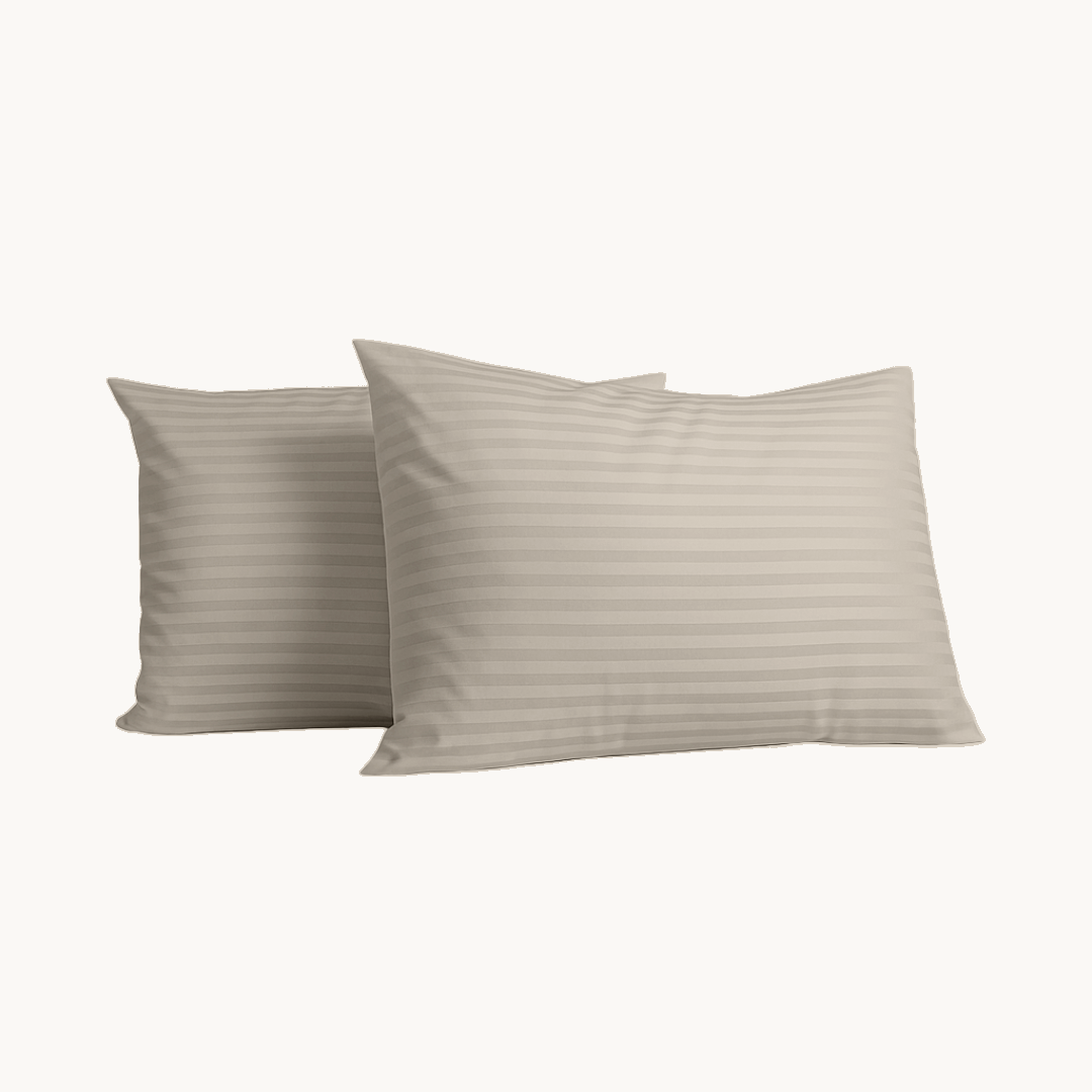 Kussenslopen Hotel Stripe Satin Taupe/grey 60x70cm 2-Pack