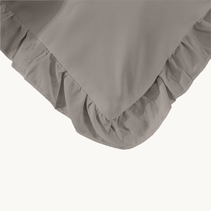 Kussenslopen Mat Satijn Ruffles Taupe 60x70cm 2-Pack