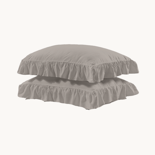 Kussenslopen Mat Satijn Ruffles Taupe 60x70cm 2-Pack