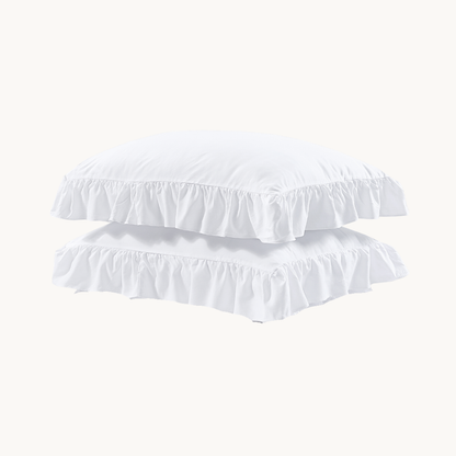 Kussenslopen Mat Satijn Ruffles White 60x70cm 2-Pack