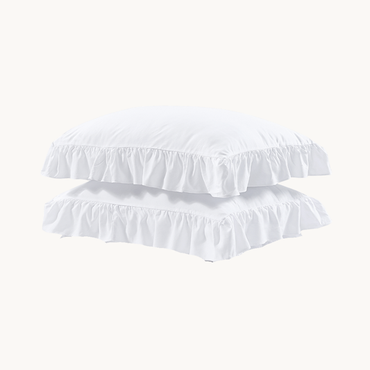 Kussenslopen Mat Satijn Ruffles White 60x70cm 2-Pack