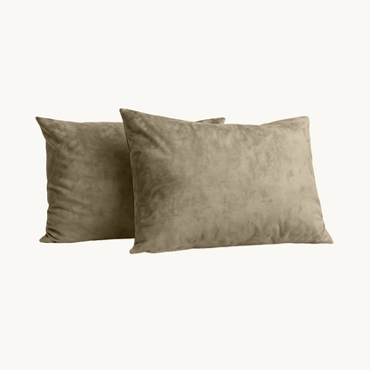 Kussenslopen Velvet Chenille Taupe/Grey 60x70 cm 2-pack