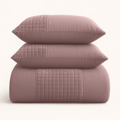 Parure housse de couette Velours/Bordure Velours Chai Latte Rose