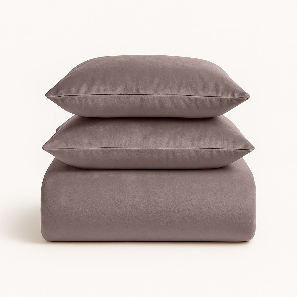 Ensemble housse de couette Velours / Velours Marron / Sable