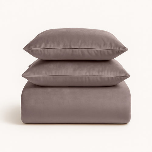 Ensemble housse de couette Velours / Velours Marron / Sable