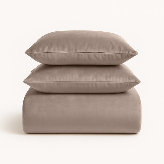 Ensemble housse de couette Velours / Velours Marron / Sable
